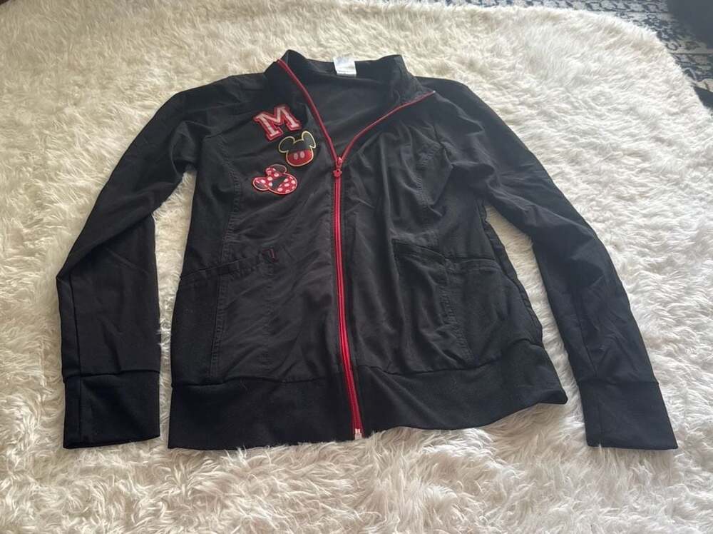 Cherokee Tooniforms Disney Mickey Mouse‎ Zip Front Scrub Warm Up Jacket